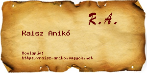 Raisz Anikó névjegykártya